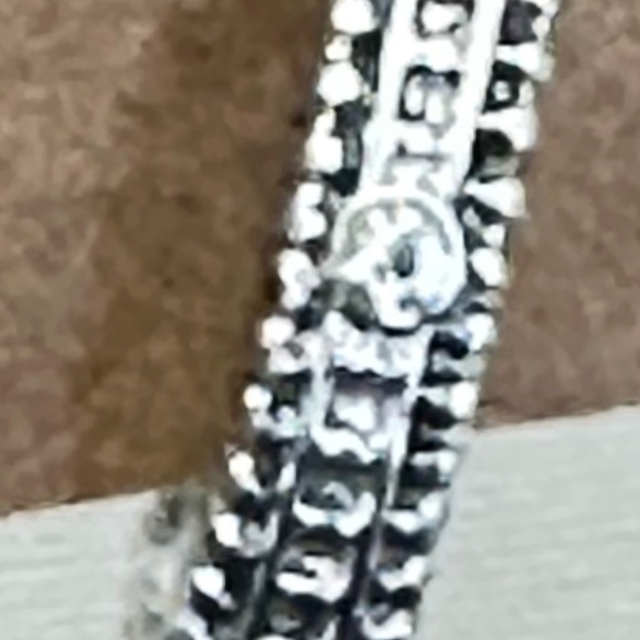 2/$15 Silver tone hoop earrings w/3round crystal stones on each hoop spaced out - Picture 8 of 15